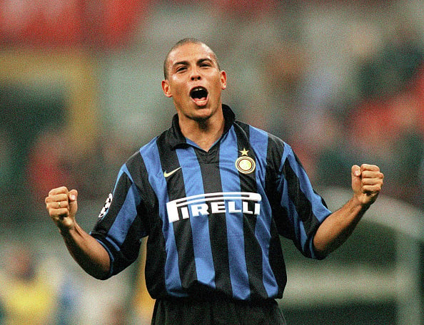 21 October 1998: Ronaldo of Inter Milan celebrates during the Champions League match between Inter Milan and Spartak Moscow played at the "Giuseppe...