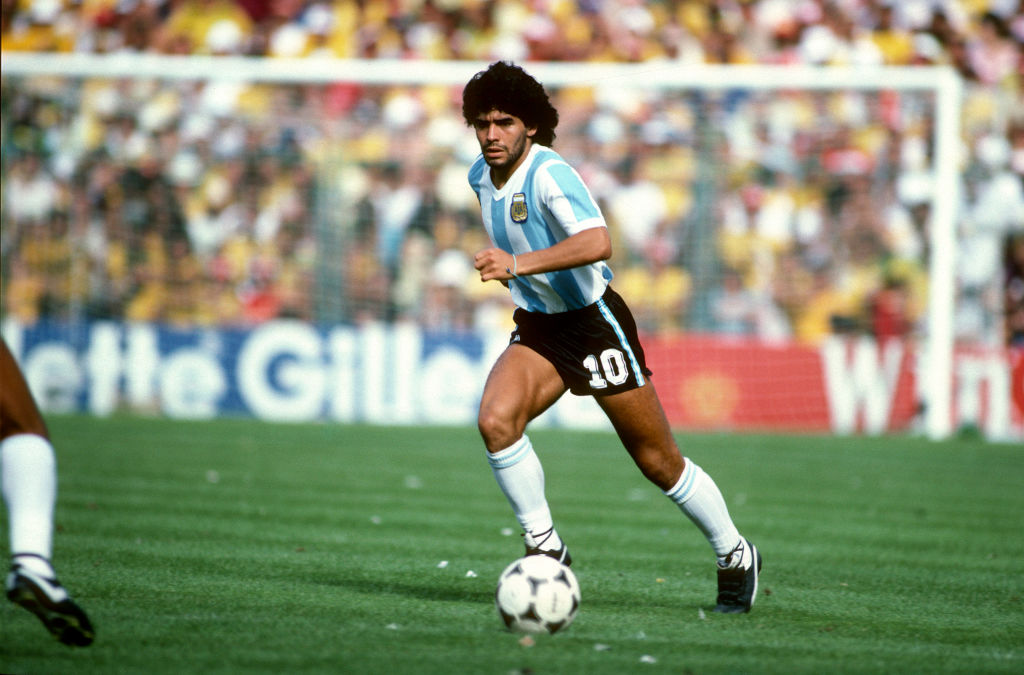 02 July 1982 - FIFA World Cup - Argentina v Brazil - Diego Maradona of Argentina - (photo by Mark Leech/Offside/Getty Images)