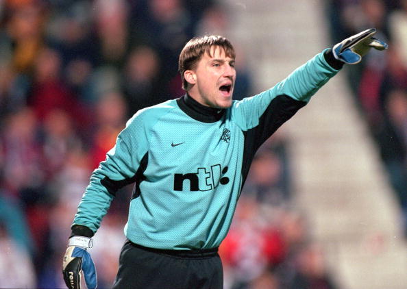 3 Dec 2000:  Stefan Klos of Rangers guards his goal during the Scottish Premier Division match against Hearts played at Tynecastle, in Edinburgh, S...