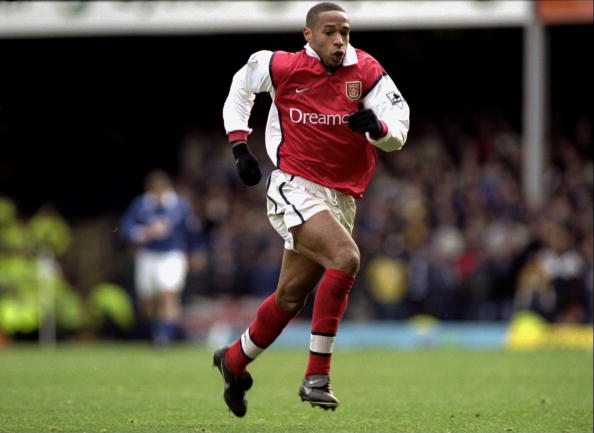 4 Dec 1999:  Thierry Henry of Arsenal in action during the FA Carling Premiership match against Leicester played at Filbert Street in Leicester, En...