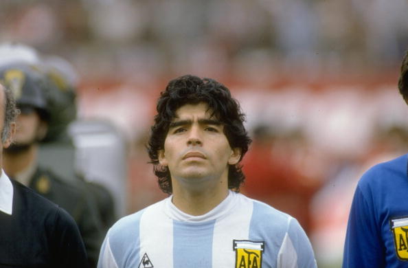 1985:  Portrait of Diego Maradona before the World Cup qualifying match against Peru. Peru won the match 1-0.  Mandatory Credit: David  Cannon/Alls...