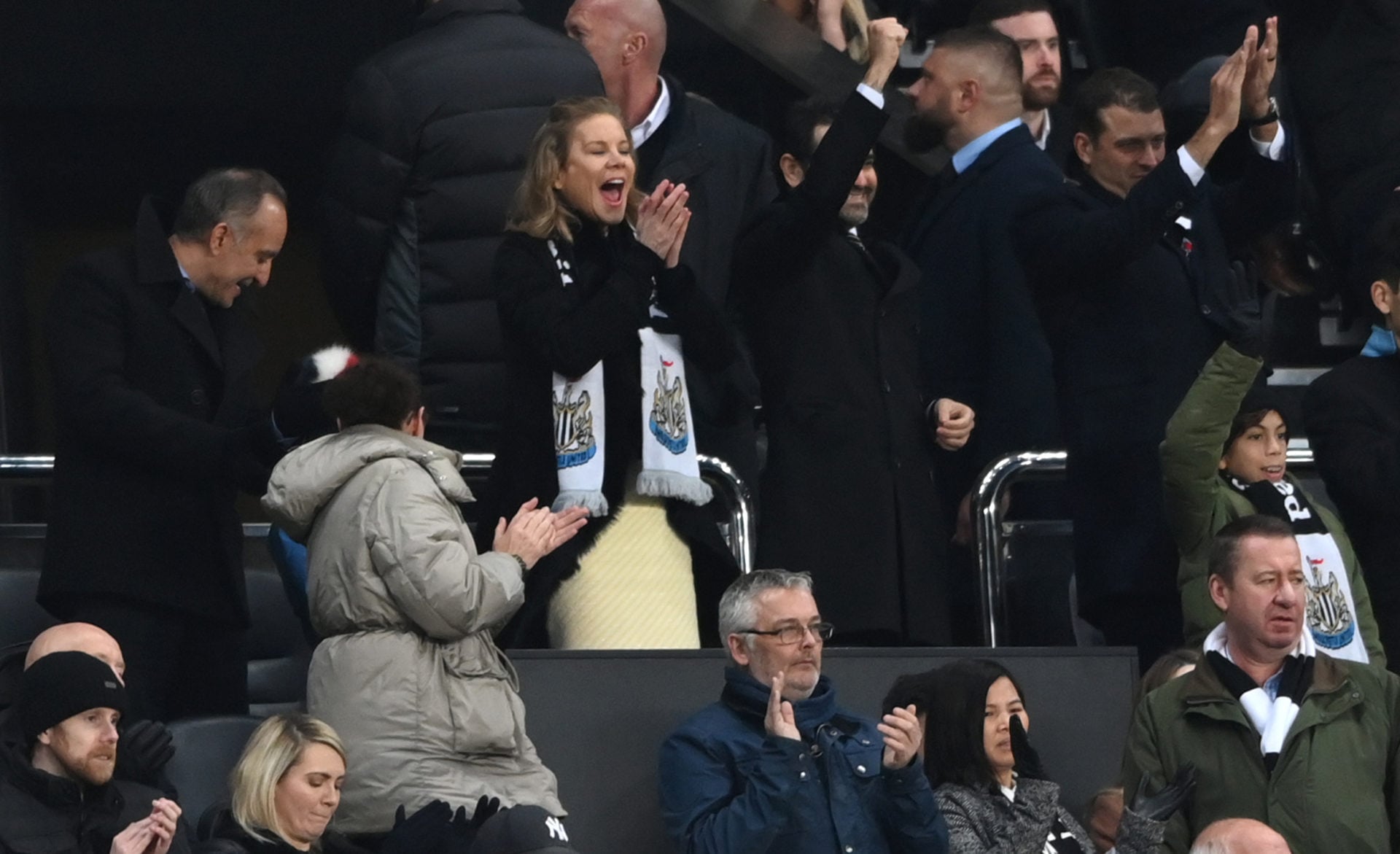 c celebrates as Newcastle record their first win of the season during the Premier League match between Newcastle United and Burnley at St. James Park on December 04, 2021 in Newcastle upon Tyne, England. (Photo by Stu Forster/Getty Images