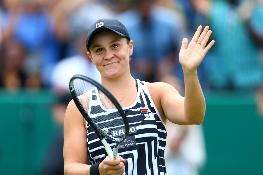 Ashleigh Barty reacts.