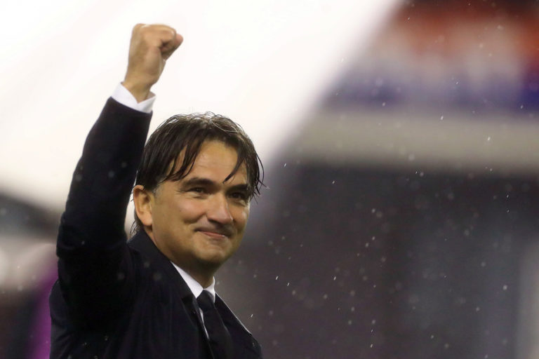 SPLIT, CROATIA - NOVEMBER 14: Croatian national coach Zlatko Dalic celebrates after the 2022 FIFA World Cup Qualifier match between Croatia and Rus...