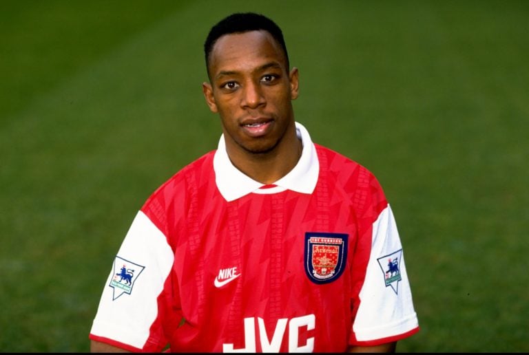 4 Feb 1994:  Portrait of Ian Wright of Arsenal wearing the new strip during a photo-call held at Highbury in London, England.  Mandatory Credit: Be...