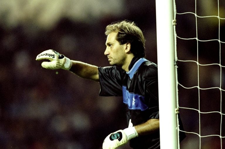 21 Sep 1999:  Lionel Charbonnier of Rangers in action during the UEFA Champions League match between Glasgow Rangers and Bayern Munich from Ibrox P...