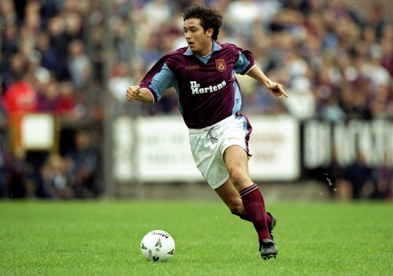 28 Jul 1998:  Frank Lampard of West Ham runs with the ball during the Pre-Season friendly between Bristol Rovers v West Ham played at The Beeches, ...