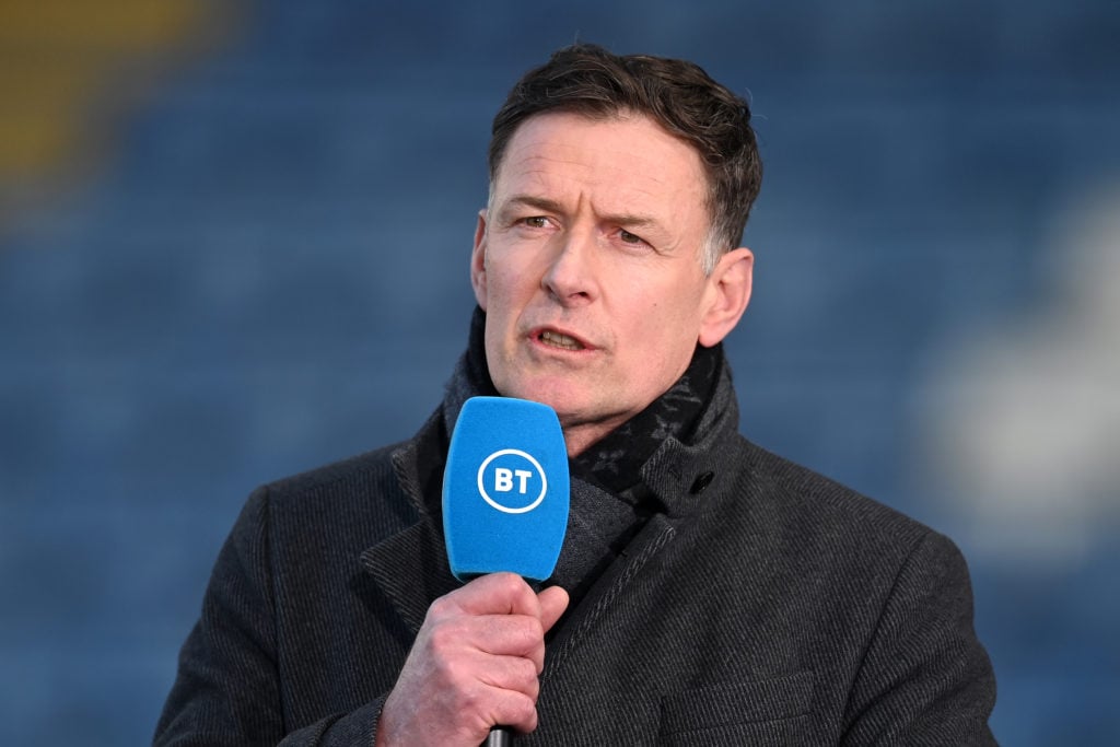 TV Pundit and Former Footballer Chris Sutton looks on ahead of the Premier League match between Leicester City and West Bromwich Albion at The King Power Stadium on April 22, 2021 in Leicester, England. Sporting stadiums around the UK remain under strict restrictions due to the Coronavirus Pandemic as Government social distancing laws prohibit fans inside venues resulting in games being played behind closed doors.