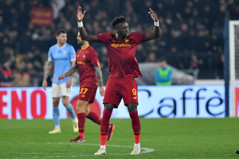 ROMA, ITALY - MARCH 19: Tammy Abraham of AS Roma in action during the Serie A football match between SS Lazio and AS Roma at Olimpico Stadium on Ma...