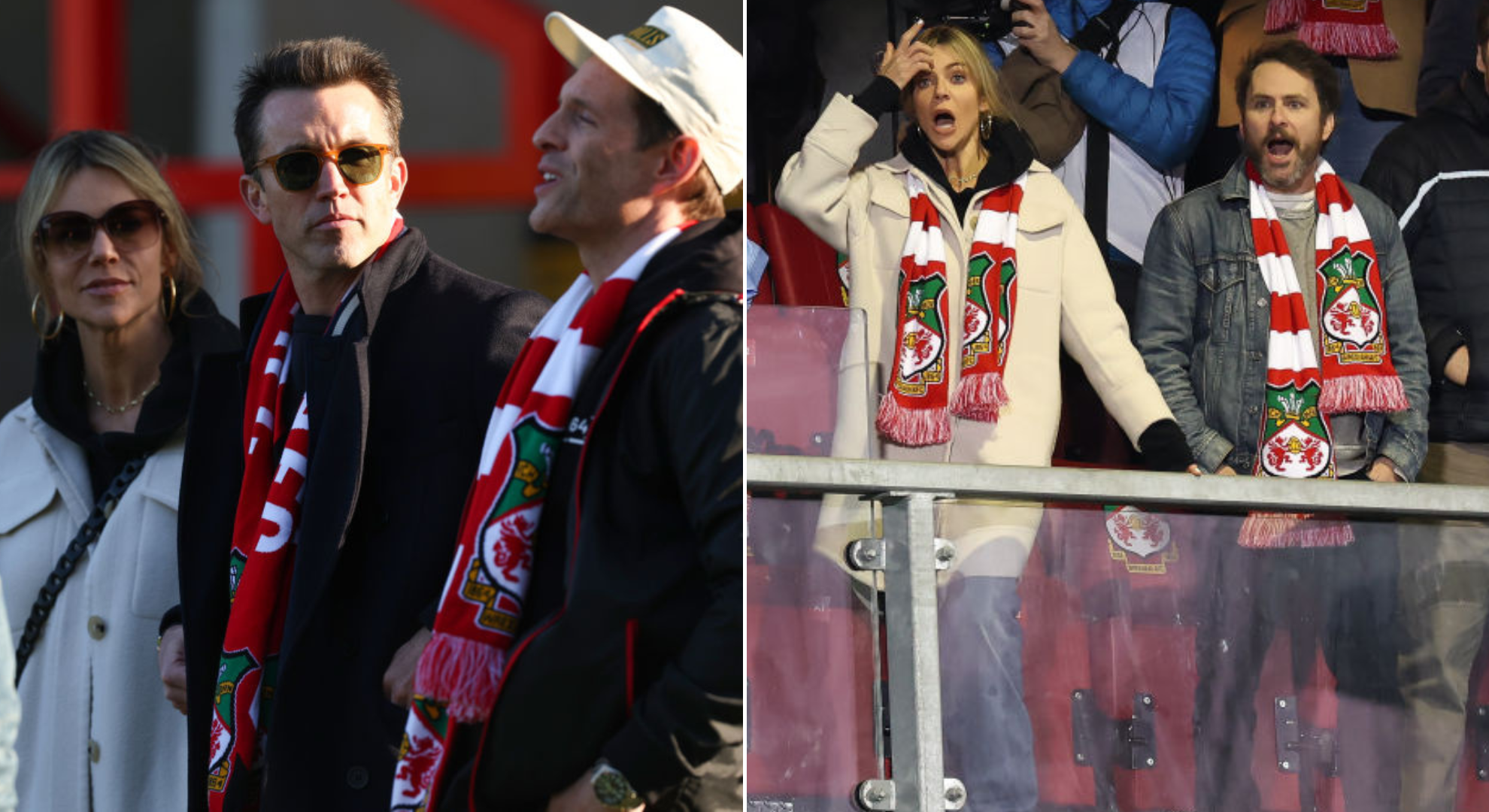 Wrexham co-owner Rob McElhenney with fellow actors Charlie Day, Kaitlin Olson and Glenn Howerton