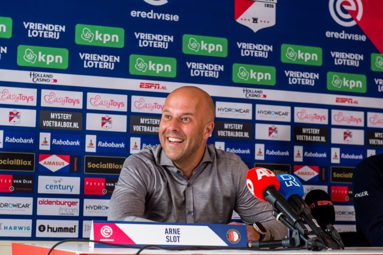 Feyenoord coach Arne Slot during the Dutch premier league match between FC Emmen and Feyenoord at De Oude Meerdijk on May 21, 2023 in Emmen, Netherlands. ANP COR LASKER (Photo by ANP via Getty Images