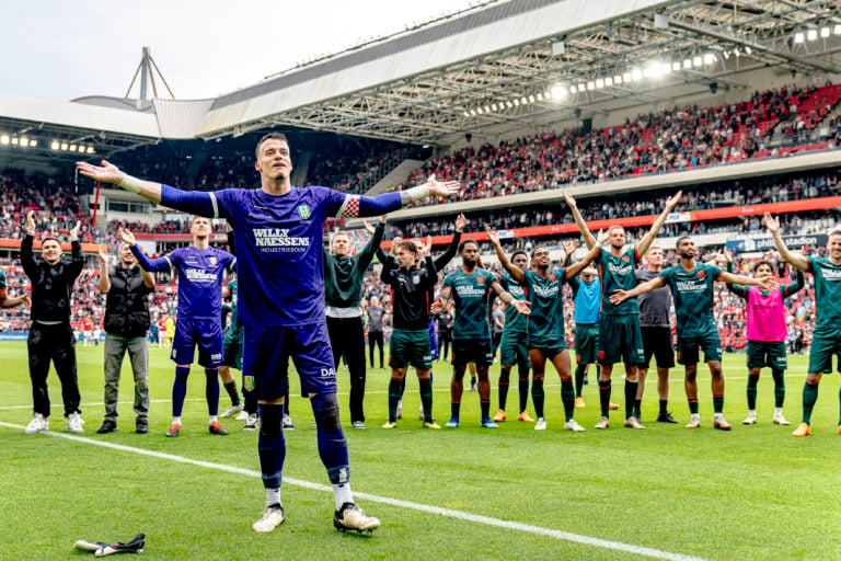EINDHOVEN, Netherlands, 19-05-2024, SPO, Philips stadium, Dutch eredivisie, season 2023 / 2024,  during the match PSV - RKC, players of RKC celebra...