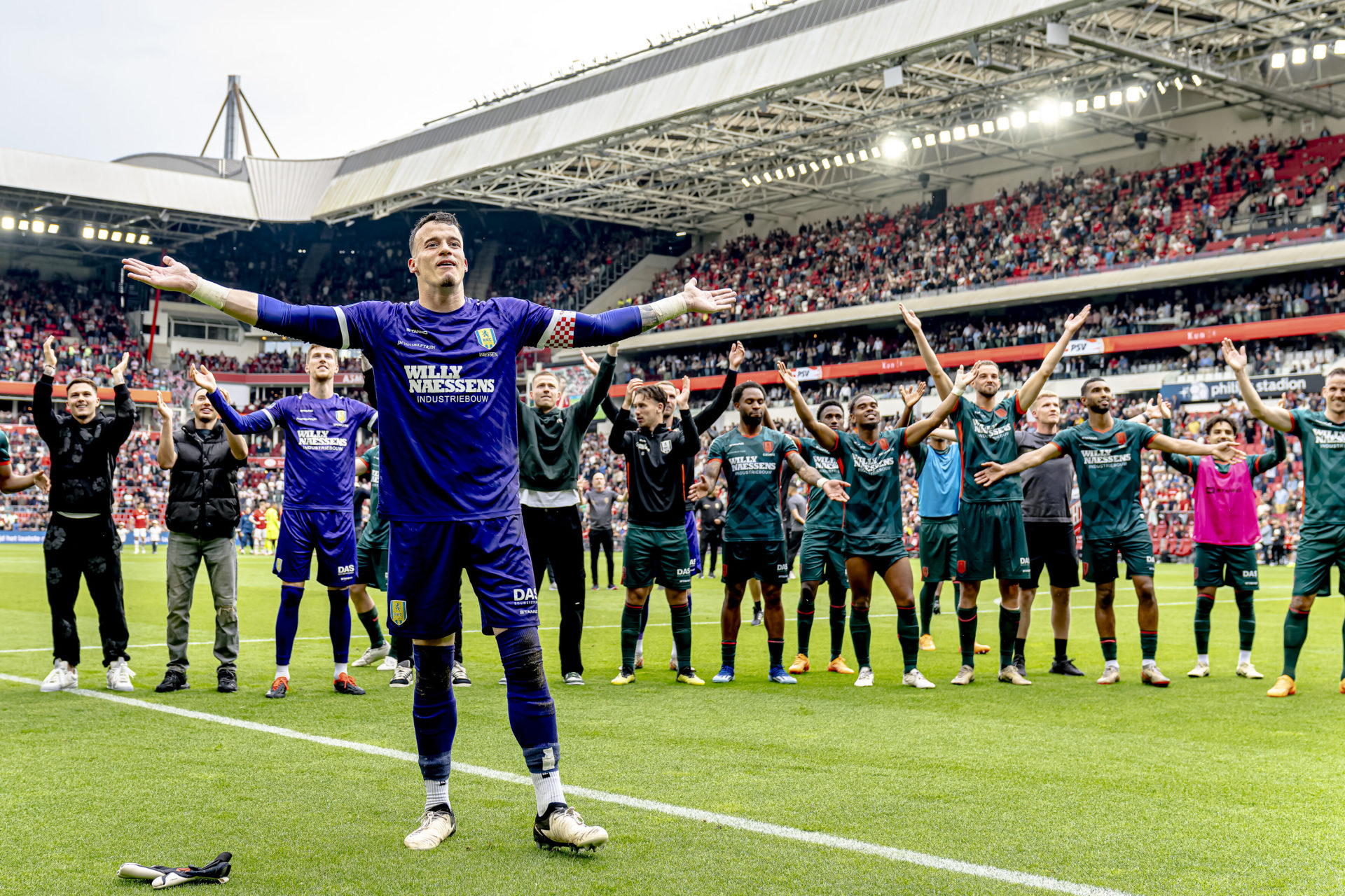 EINDHOVEN, Netherlands, 19-05-2024, SPO, Philips stadium, Dutch eredivisie, season 2023 / 2024, during the match PSV - RKC, players of RKC celebra...