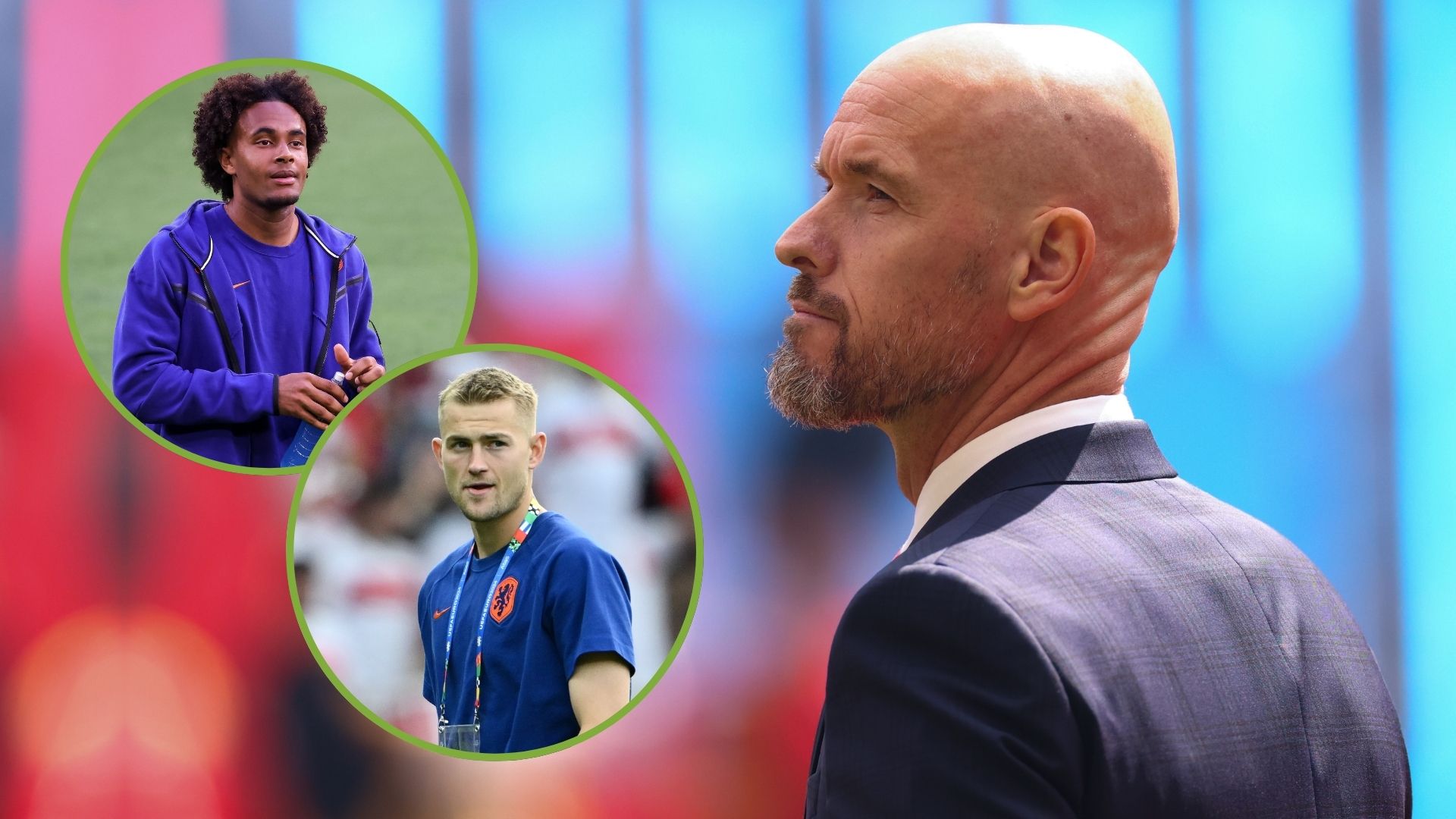 Erik ten Hag Manager/Head Coach of Manchester United during the Emirates FA Cup Final match. Inset, Joshua Zirkzee and Mattijs de Ligt.