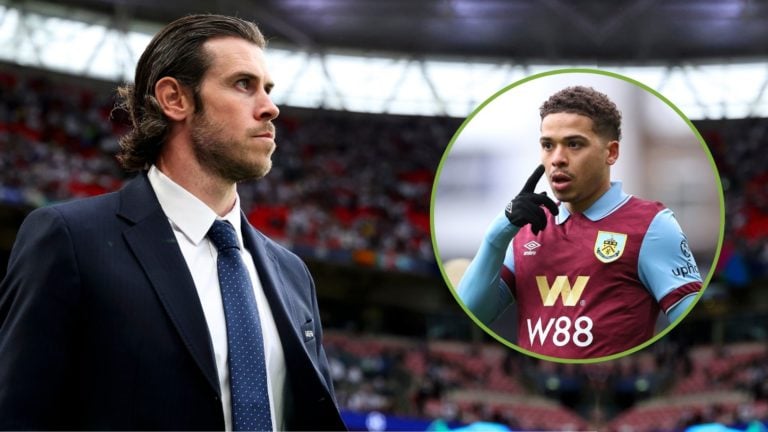 Former player Gareth Bale is seen during the 2023/2024 Champions League Final football match. Inset, Manuel Benson.