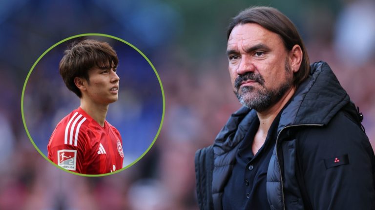 Daniel Farke the head coach / manager of Leeds United during the Sky Bet Championship match. Inset, Ao Tanaka.
