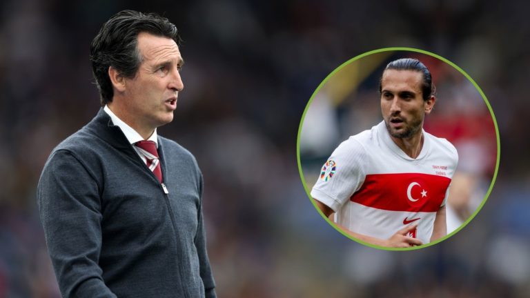 Aston Villa Manager Unai Emery during the Premier League match. Inset, Yusuf Yazici.