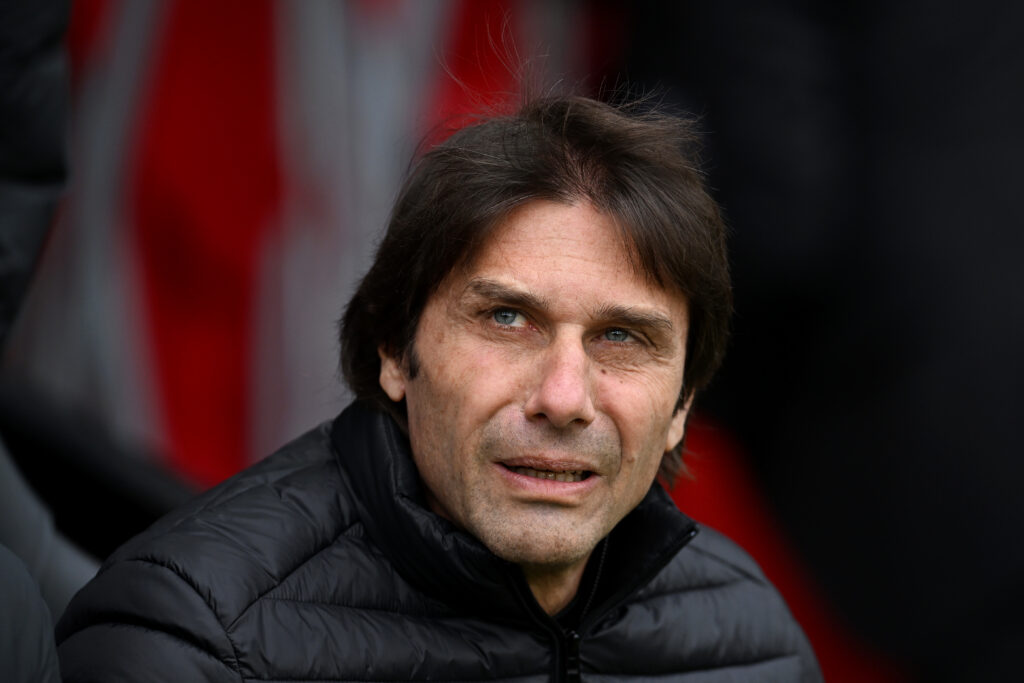 Antonio Conte, Manager of Tottenham Hotspur, looks on prior to the Premier League match between Southampton FC and Tottenham Hotspur at Friends Provident St. Mary's Stadium.
