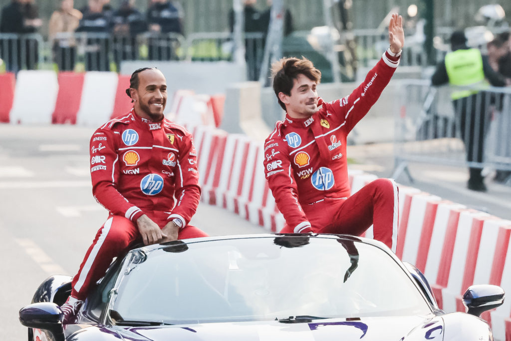 The Scuderia Ferrari HP Drivers' Presentation By UniCredit Event With A Street Demo In The City Circuit Through The Streets Of The City Centre Of Milan