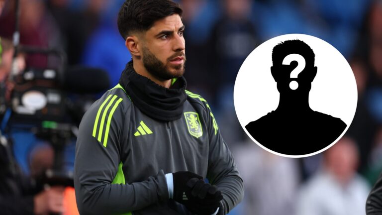 Marco Asensio looks on for Aston Villa with a mystery player inset featured next to him.