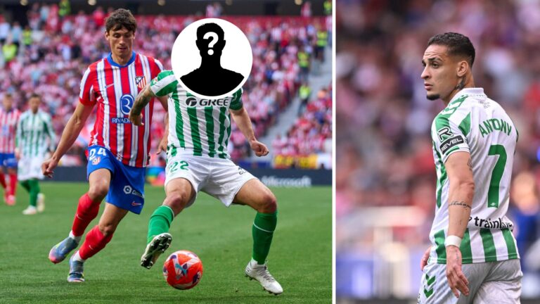 Split image showing Antony (right) playing for Real Betis and a mystery teammate (left)
