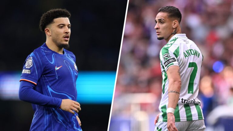 Jadon Sancho of Chelsea and Antony of Real Betis