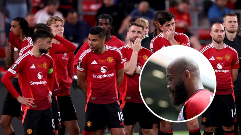 Manchester United team and Bryan Mbuemo