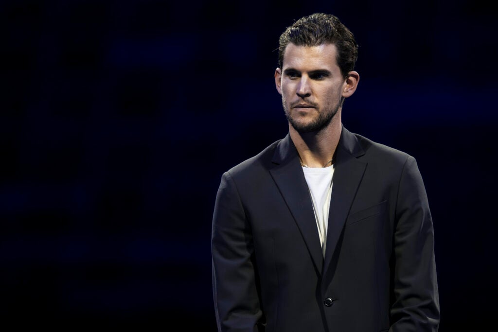 Dominic Thiem of Austria attends a retirement ceremony