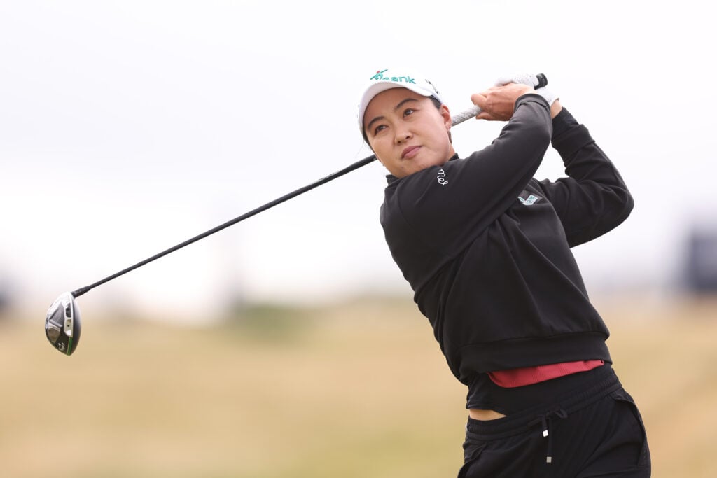 Minjee Lee plays at the 2025 AIG Women's Open Pro-Am