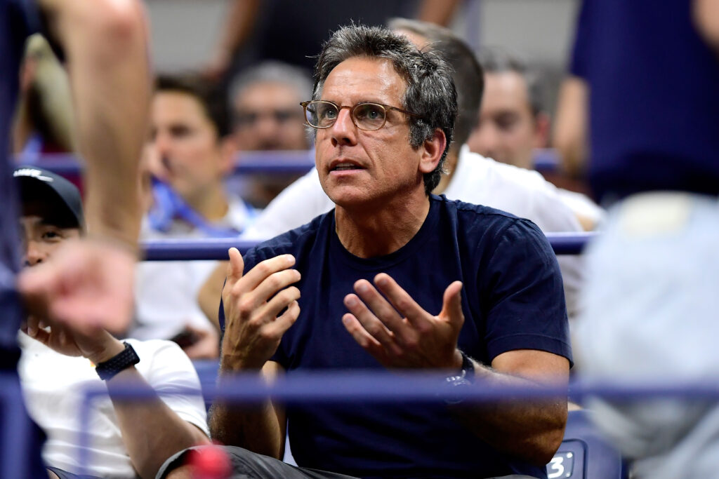 Ben Stiller reacts at the 2018 US Open.