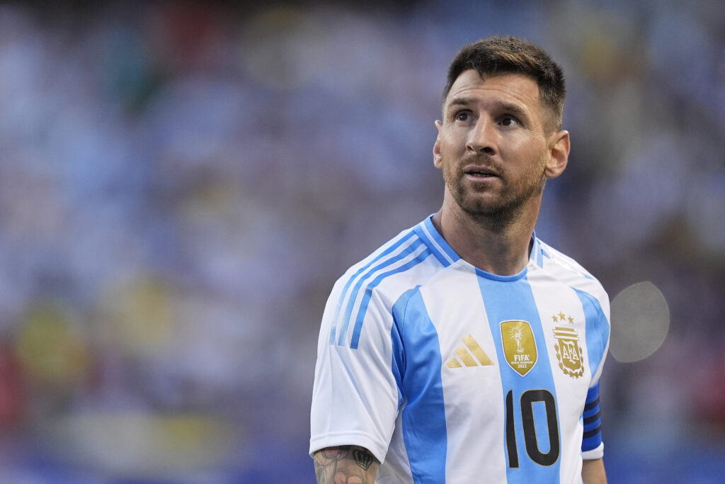 Lionel Messi #10 of Argentina looks on in the second half against Ecuador during an International Friendly match at Soldier Field on June 09, 2024 in Chicago, Illinois.