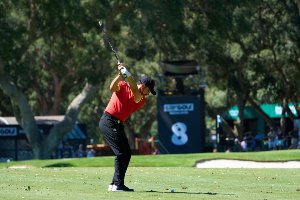 Abraham Ancer on the eighth hole at LIV Golf Andalucia at Valderrama