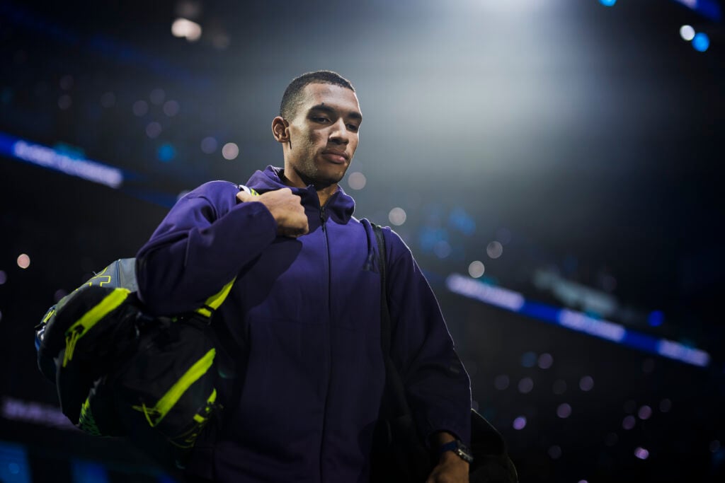 Felix Auger-Aliassime of Canada walks out prior to his semi-