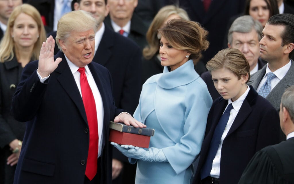 Donald Trump takes the oath in 2017