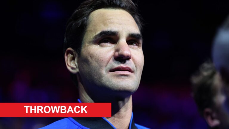 Image of Roger Federer in tears as he retires from tennis at the 2022 Laver Cup
