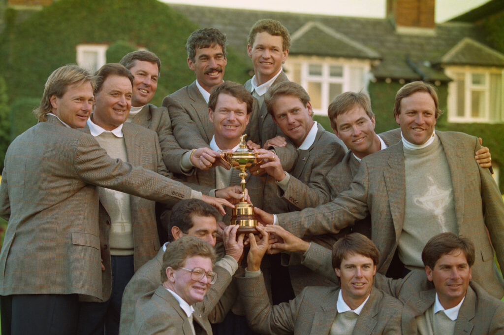 Team USA celebrate winning the 1993 Ryder Cup at The Belfry