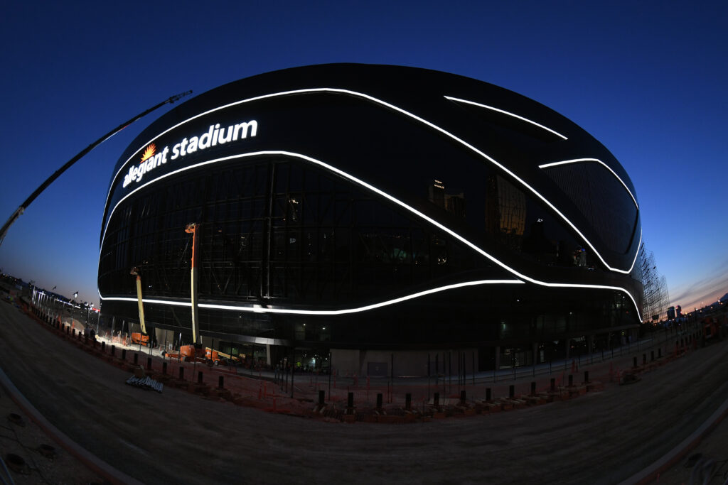 The exterior view of the Allegiant Stadium.
