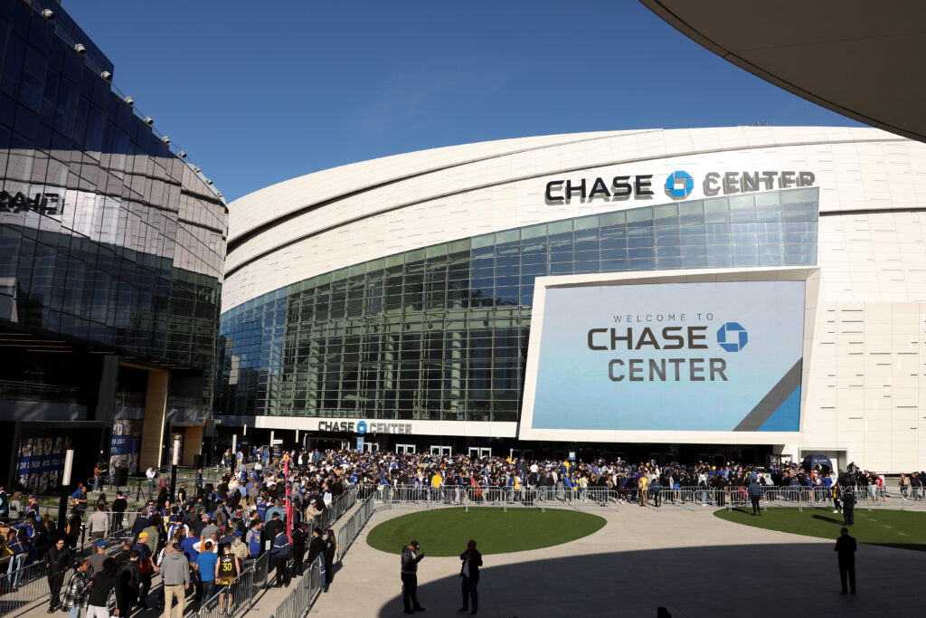 A general view of the exterior of the Chase Center.