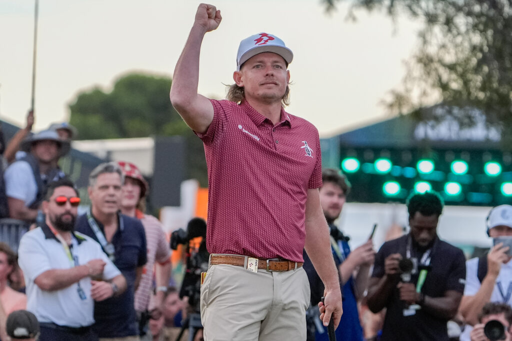 Cam Smith of Ripper GC celebrates after sinking the winning putt in the teams playoff during LIV Adelaide at The Grange Golf Club on April 28, 2024