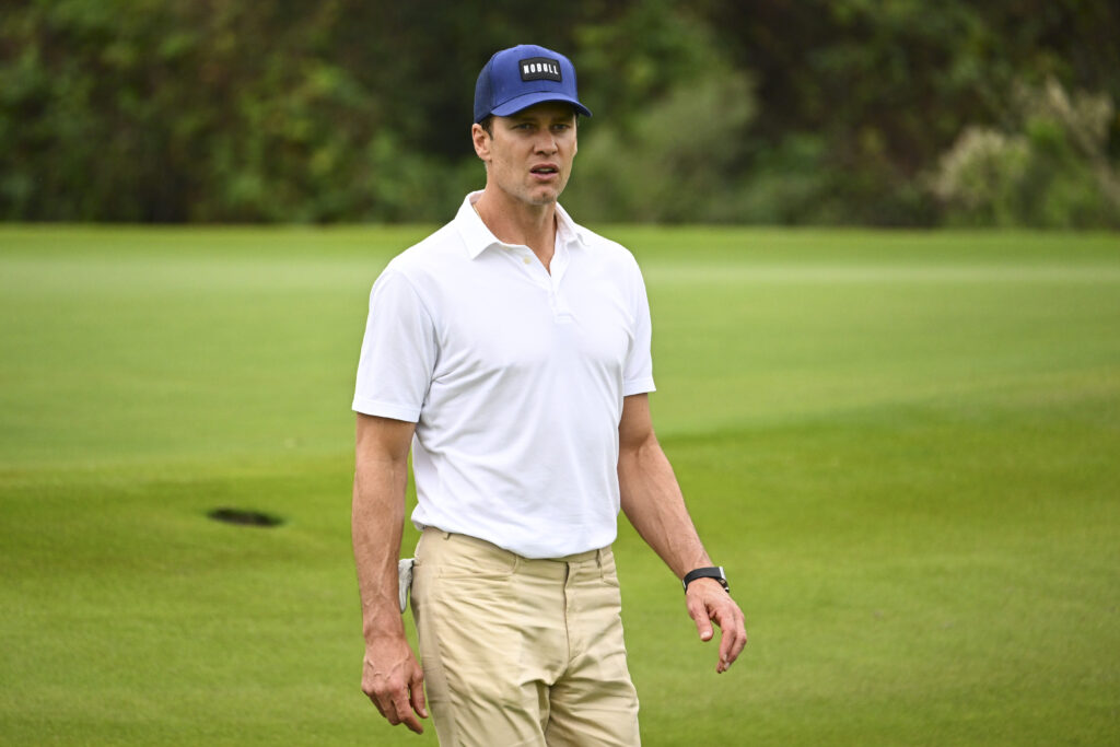 Former NFL quarterback, Tom Brady, plays in a pro-am prior to The RSM Classic at Sea Island Golf Club