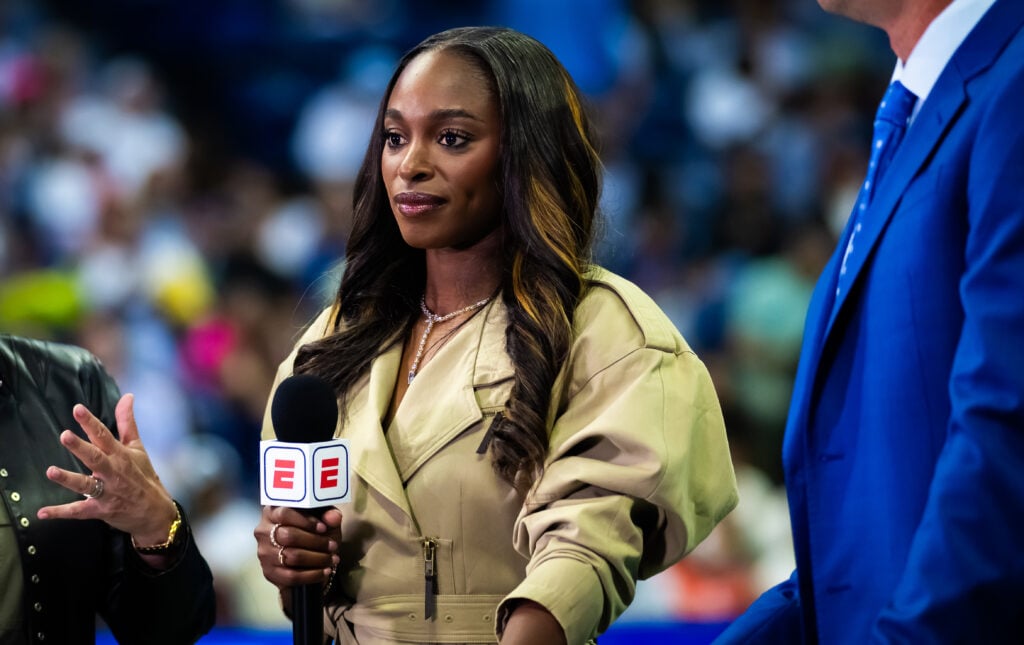 Sloane Stephens during a broadcast at the 2025 US Open.