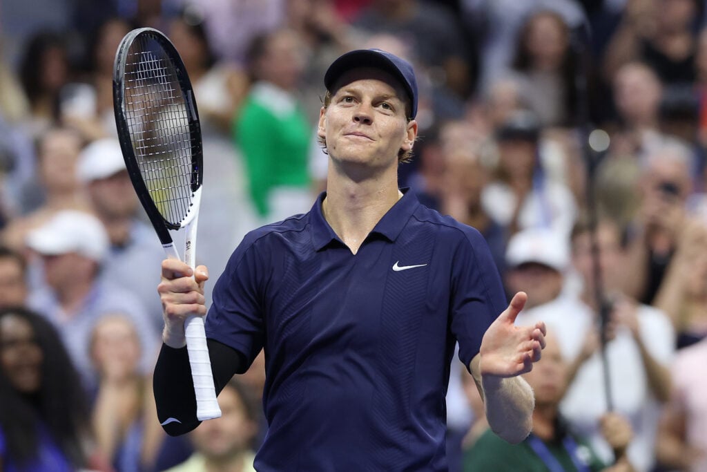 Jannik Sinner of Italy celebrates after defeating Alexander Bublik of Kazakhstan during their Men's Singles Fourth Round match on Day Nine of the 2025 US Open at USTA Billie Jean King National Tennis Center on September 1, 2025 in the Flushing neighborhood of the Queens borough of New York City.