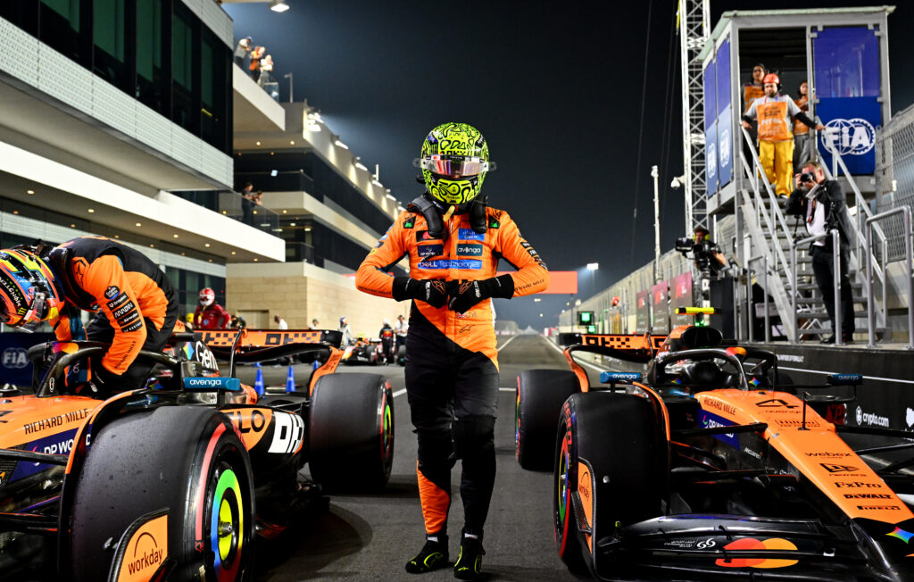 Lando Norris and Oscar Piastri after Sprint qualifying at the 2025 Qatar Grand Prix