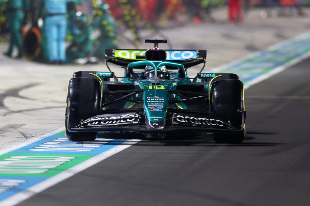 Lance Stroll exits the pit lane at the 2025 Formula 1 Qatar Grand Prix