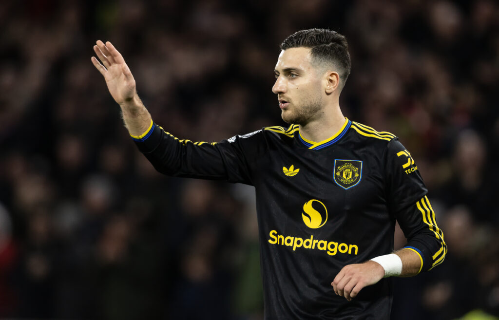 Manchester United's Diogo Dalot gestures during the Premier League match against Wolverhampton Wanderers.