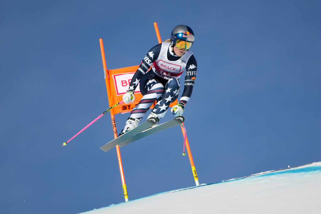 Lindsey Vonn participates in the 2025 Alpine Ski World Cup Women's Downhill