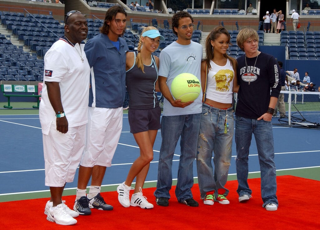 American Idol judge Randy Jackson, ATP player Rafael Nadal, former tennis player Anna Kournikova, TV host Quddus singer Rihanna and actor/singer Jesse McCartney pose together