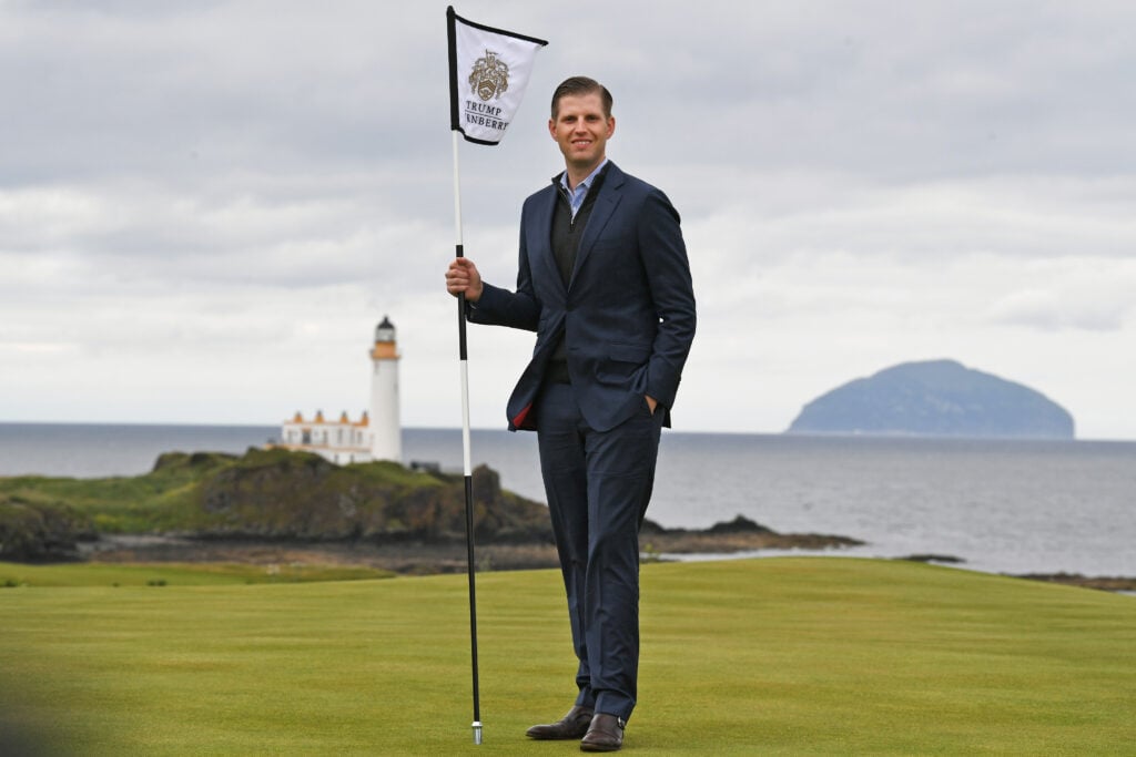 Eric Trump attends the opening Trump Turnberry's new golf course the King Robert The Bruce course