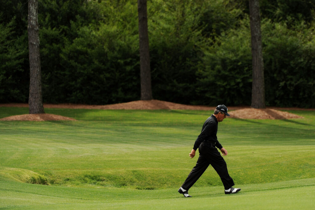 Gary Player walks off the 13th tee during the second round of the 2009 Masters