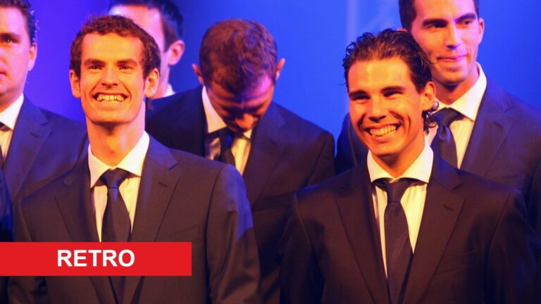 Image of Andy Murray and Rafael Nadal sharing a joke ahead of the 2011 ATP Finals